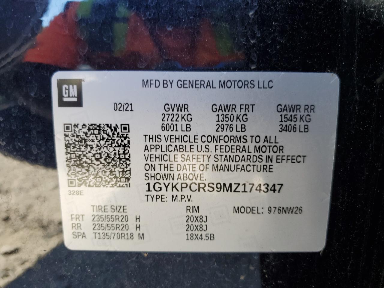 2021 Cadillac Xt6 Premium Luxury VIN: 1GYKPCRS9MZ174347 Lot: 87009115