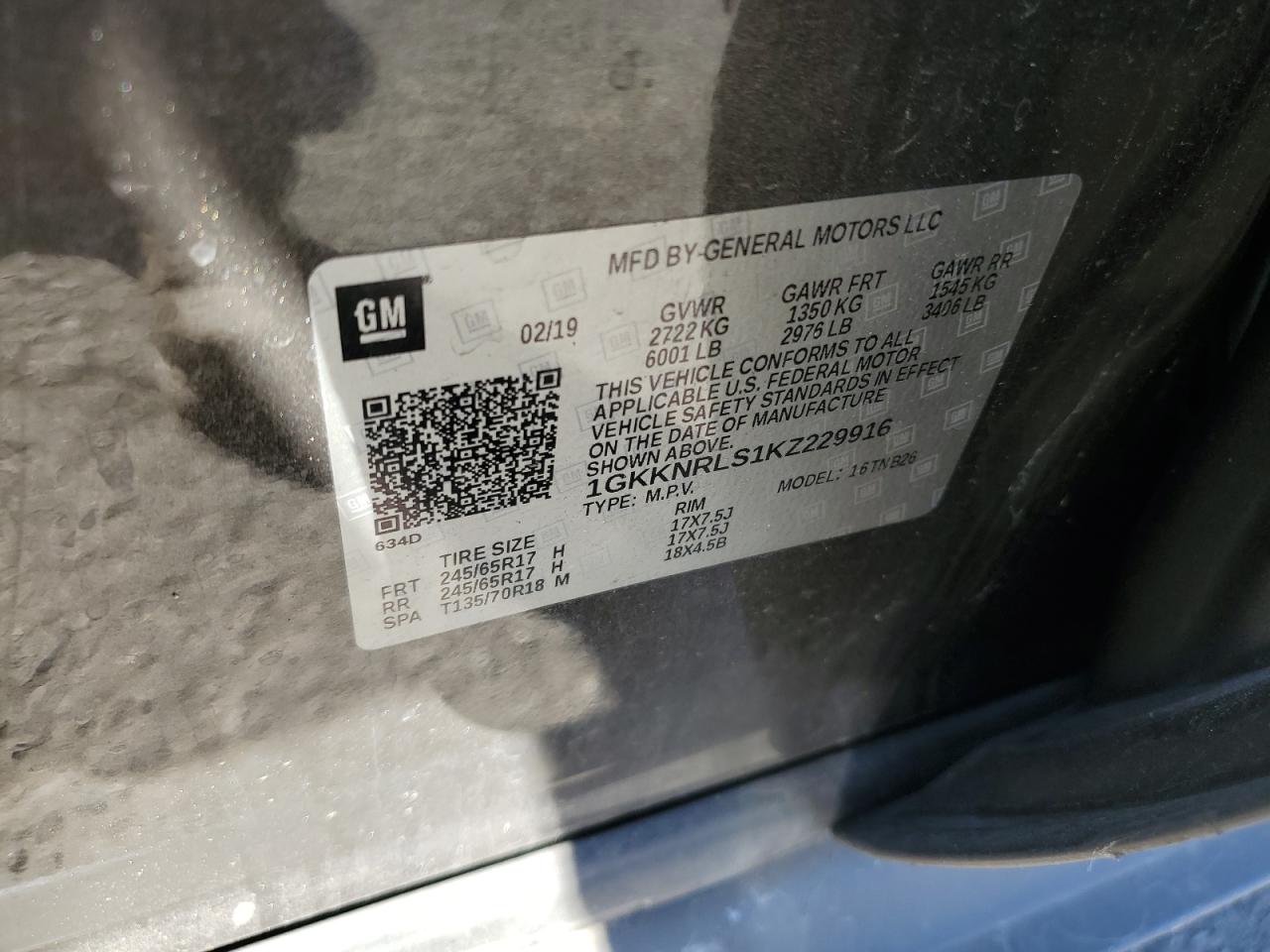 2019 GMC Acadia Sle VIN: 1GKKNRLS1KZ229916 Lot: 87396405