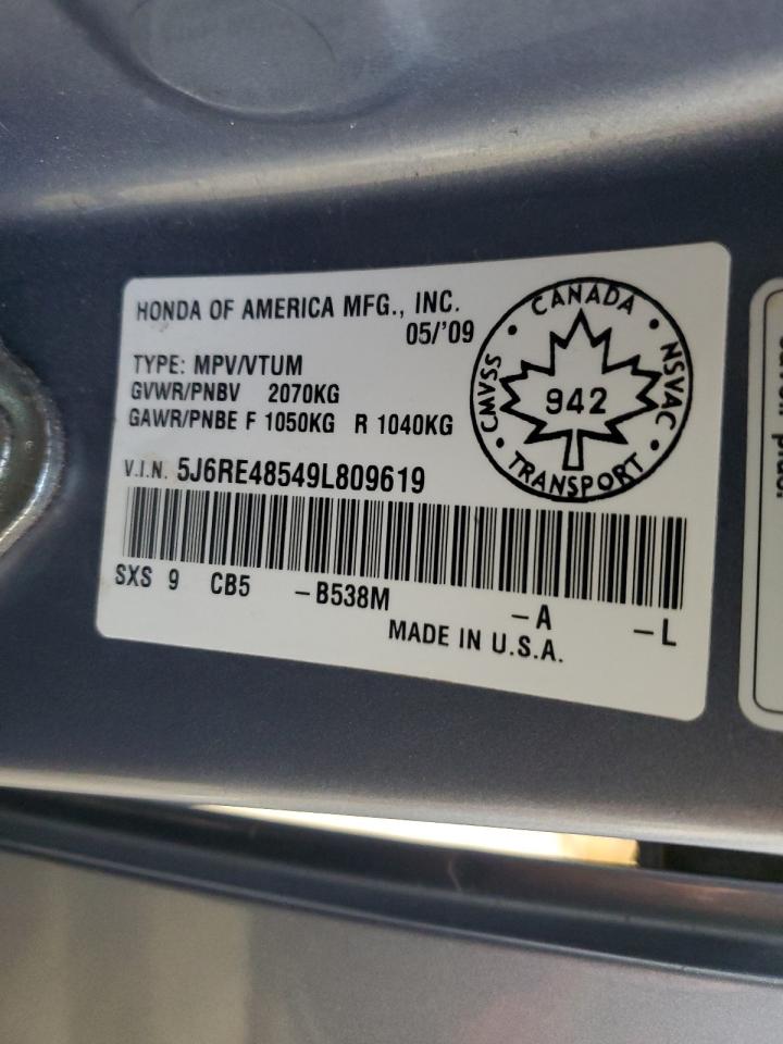 2009 Honda Cr-V Ex VIN: 5J6RE48549L809619 Lot: 86426405