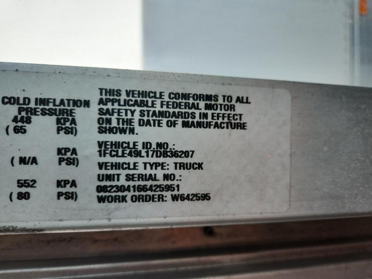 2007 Ford E 450 Delivery Van VIN: 1FCLE49L17DB36207 Lot: 87284875