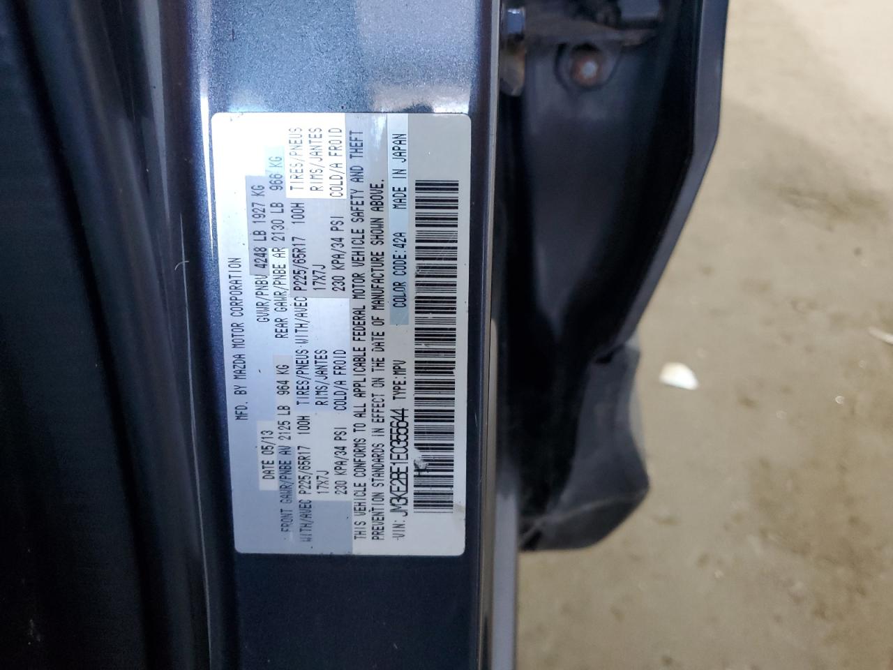 2014 Mazda Cx-5 Sport VIN: JM3KE2BE1E0355644 Lot: 84830185