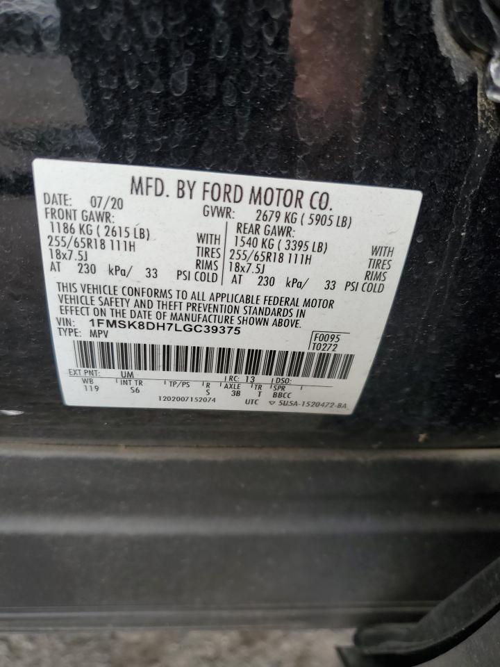 2020 Ford Explorer Xlt VIN: 1FMSK8DH7LGC39375 Lot: 84919145