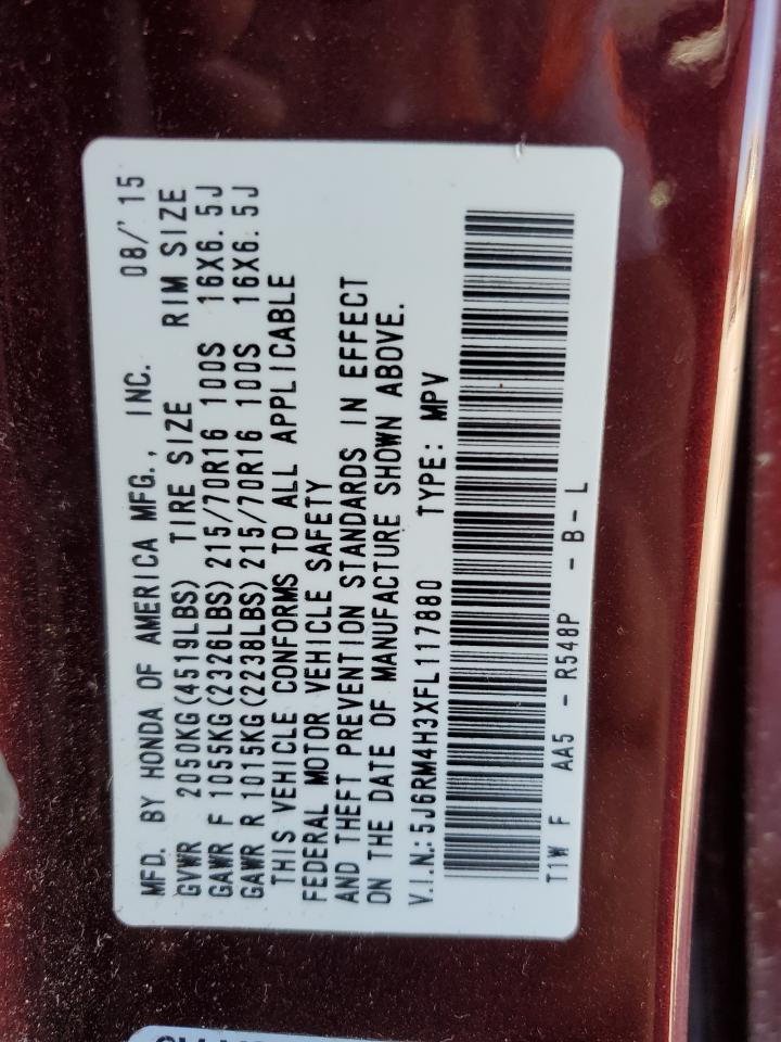 2015 Honda Cr-V Lx VIN: 5J6RM4H3XFL117880 Lot: 86340915