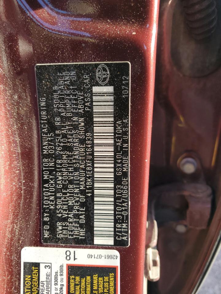 2015 Toyota Avalon Xle VIN: 4T1BK1EBXFU164839 Lot: 84965815