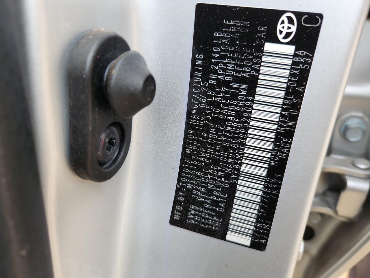 2025 Toyota Corolla Le VIN: 5YFB4MDE3SP328094 Lot: 85300775