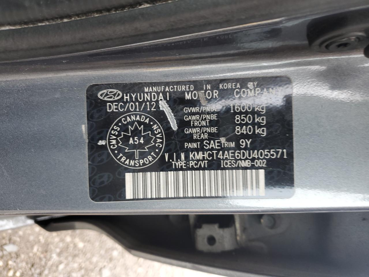 2013 Hyundai Accent Gls VIN: KMHCT4AE6DU405571 Lot: 85315475