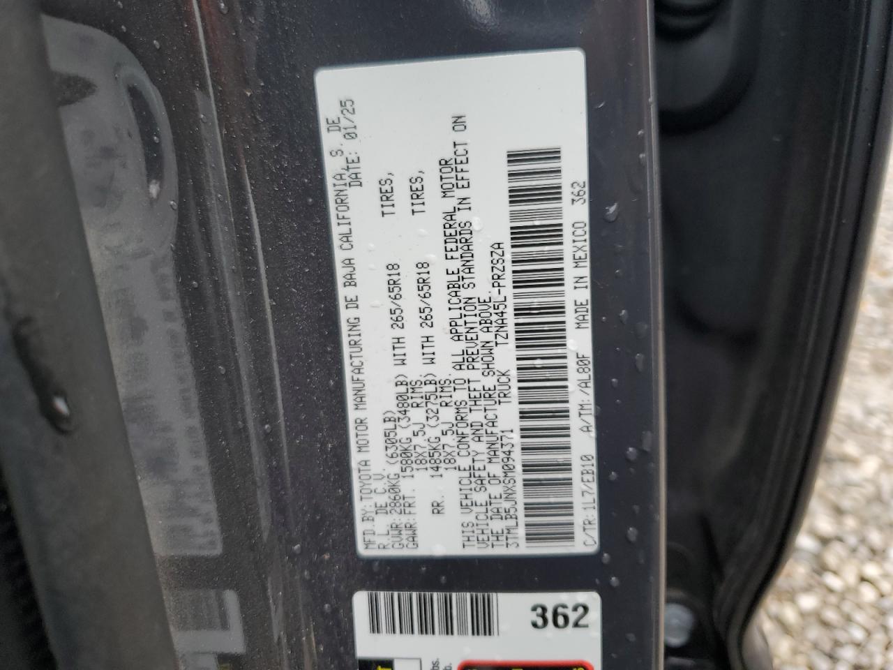 2025 Toyota Tacoma Dou VIN: 3TMLB5JNXSM094371 Lot: 82203085