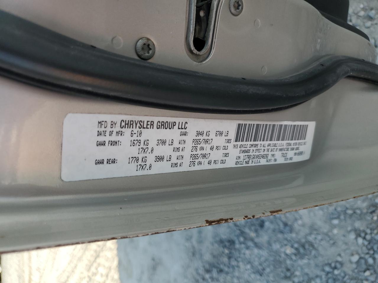 2010 Dodge Ram 1500 VIN: 1D7RB1GKXAS248282 Lot: 87048245