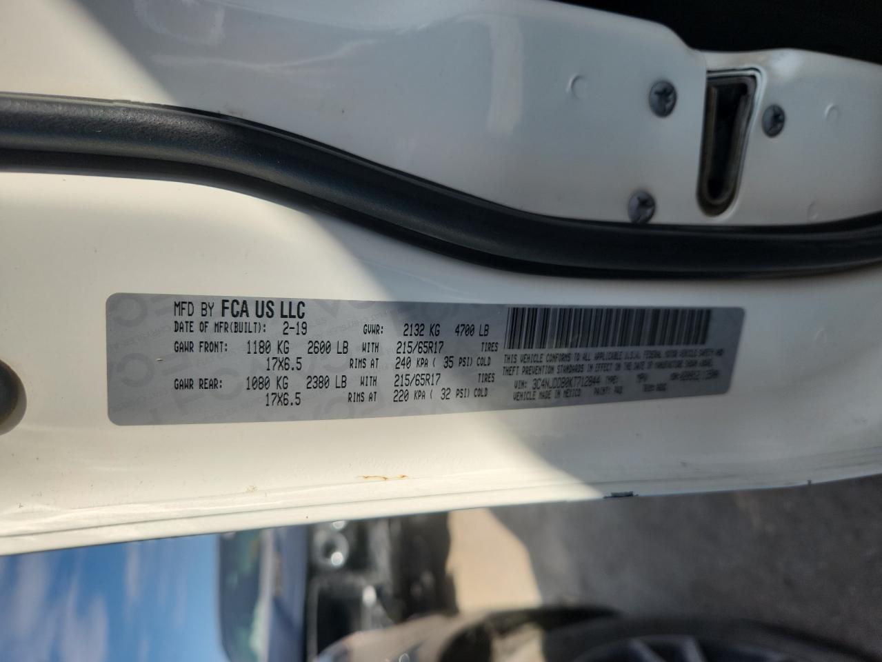 2019 Jeep Compass Trailhawk VIN: 3C4NJDDB0KT712844 Lot: 85289535