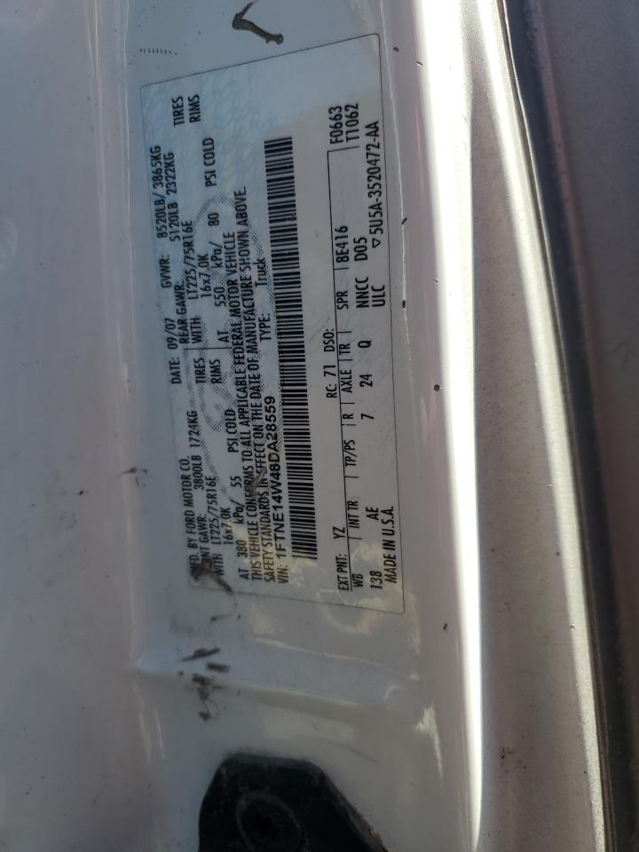 2008 Ford Econoline E150 Van VIN: 1FTNE14W48DA28559 Lot: 85341535