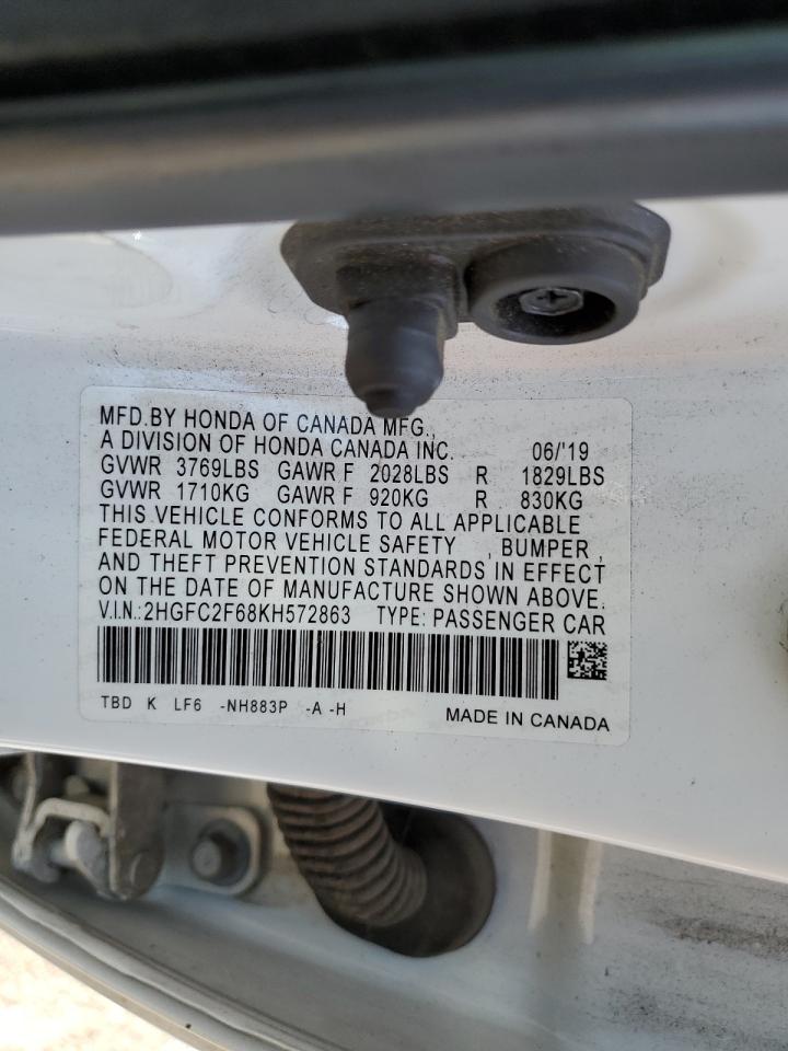 2019 Honda Civic Lx VIN: 2HGFC2F68KH572863 Lot: 82337145