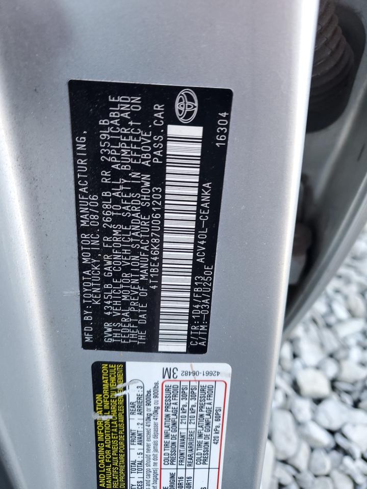 2007 Toyota Camry Ce VIN: 4T1BE46K87U061203 Lot: 82348445