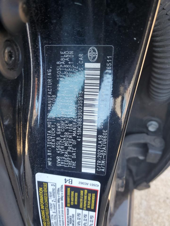 2009 Toyota Avalon Xl VIN: 4T1BK36B39U335915 Lot: 85488055