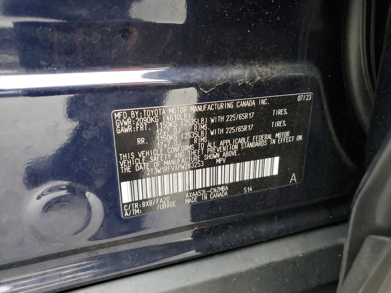 2023 Toyota Rav4 Xle VIN: 2T3W1RFVXPW283253 Lot: 85568585