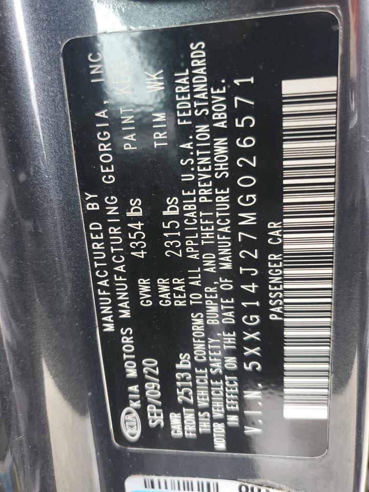 2021 Kia K5 Lxs VIN: 5XXG14J27MG026571 Lot: 90235835