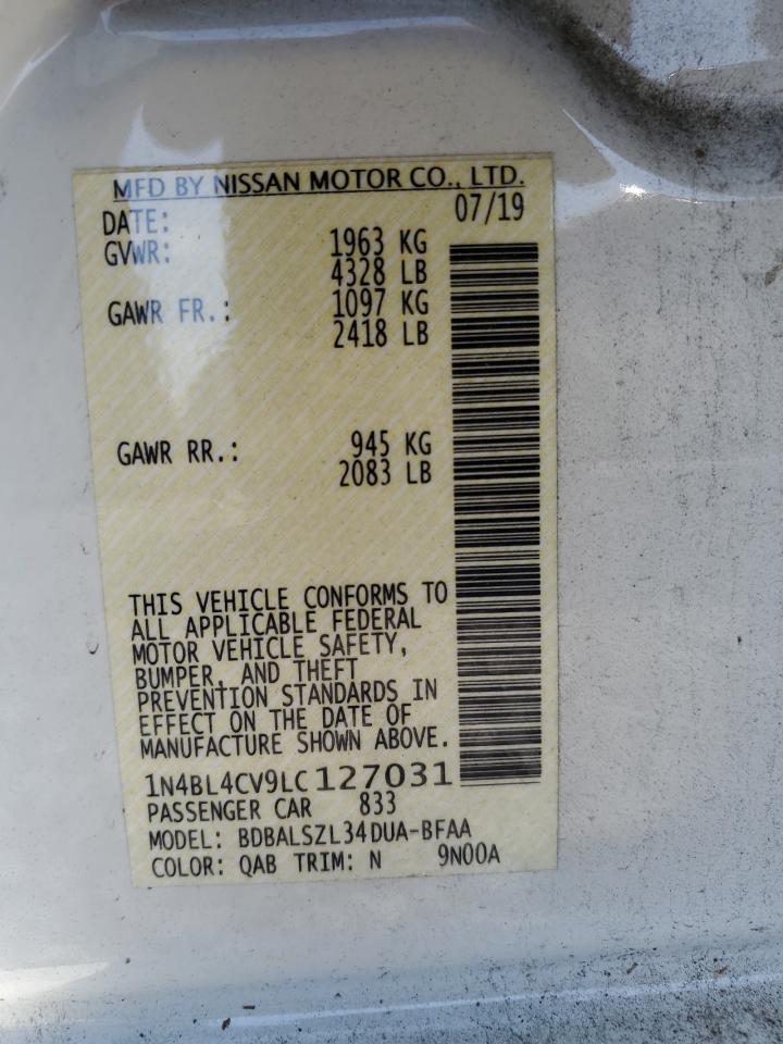 2020 Nissan Altima Sr VIN: 1N4BL4CV9LC127031 Lot: 85761695