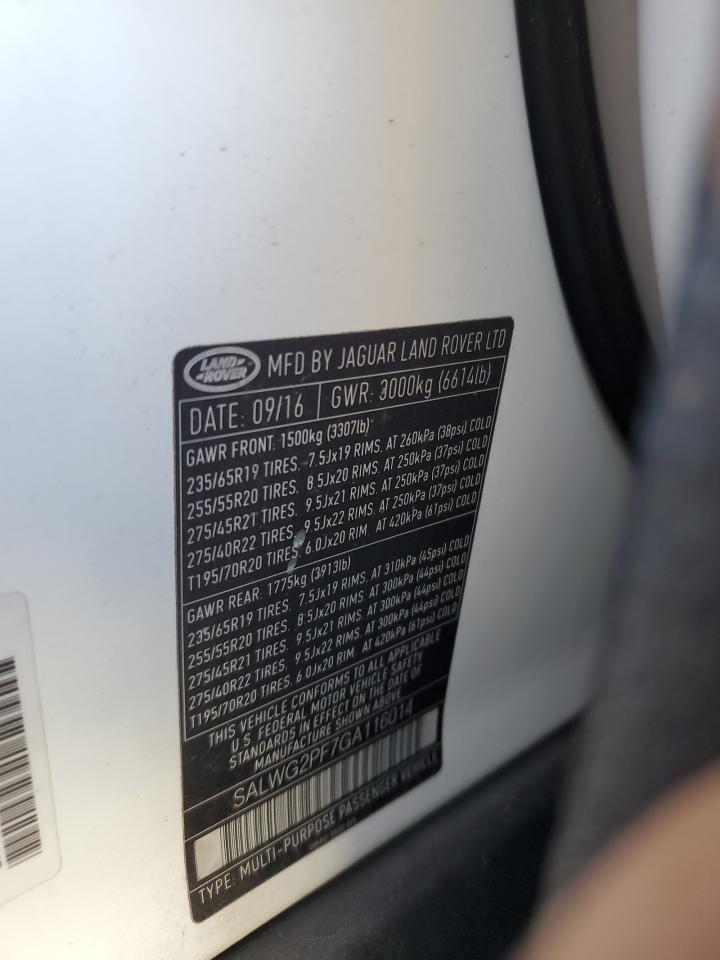 2016 Land Rover Range Rover Sport Se VIN: SALWG2PF7GA116014 Lot: 82009355