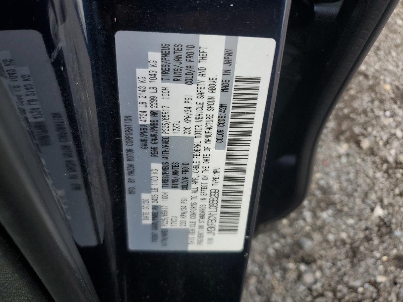 2020 Mazda Cx-5 Touring VIN: JM3KFBCM1L0855299 Lot: 89638435