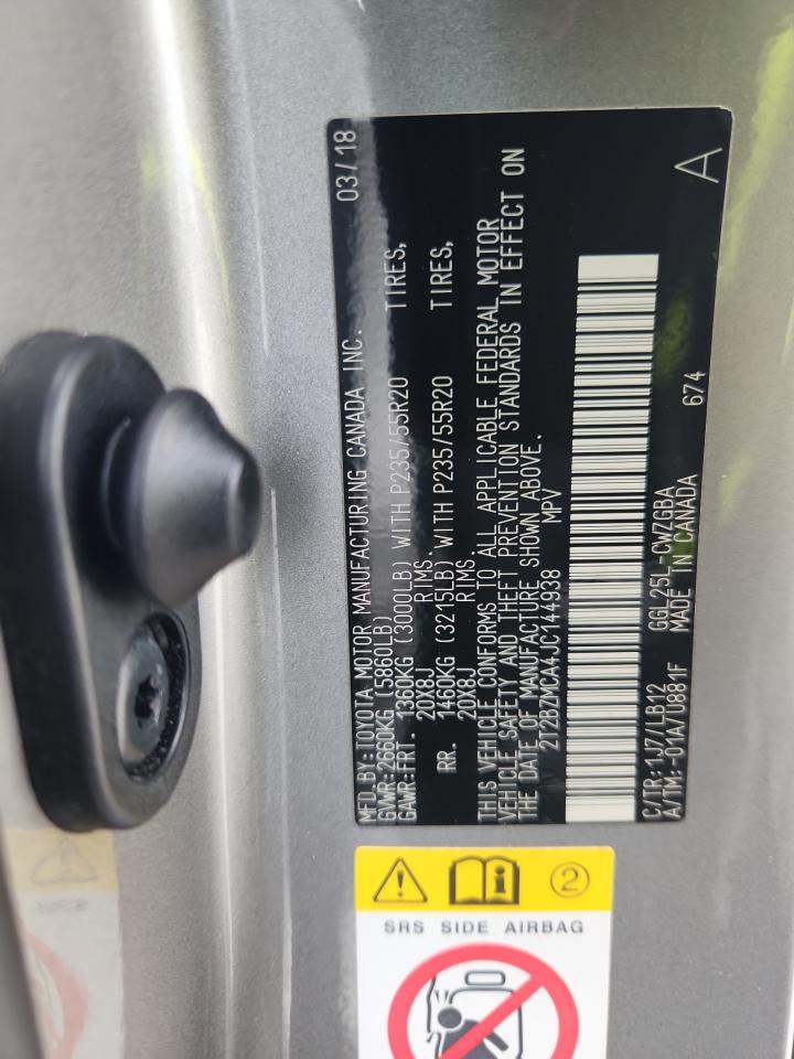 2018 Lexus Rx 350 Base VIN: 2T2BZMCA4JC144938 Lot: 85153465
