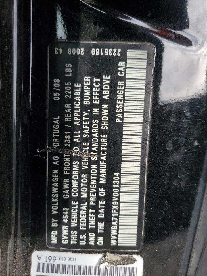 2009 Volkswagen Eos Turbo VIN: WVWBA71FX9V001304 Lot: 85843225