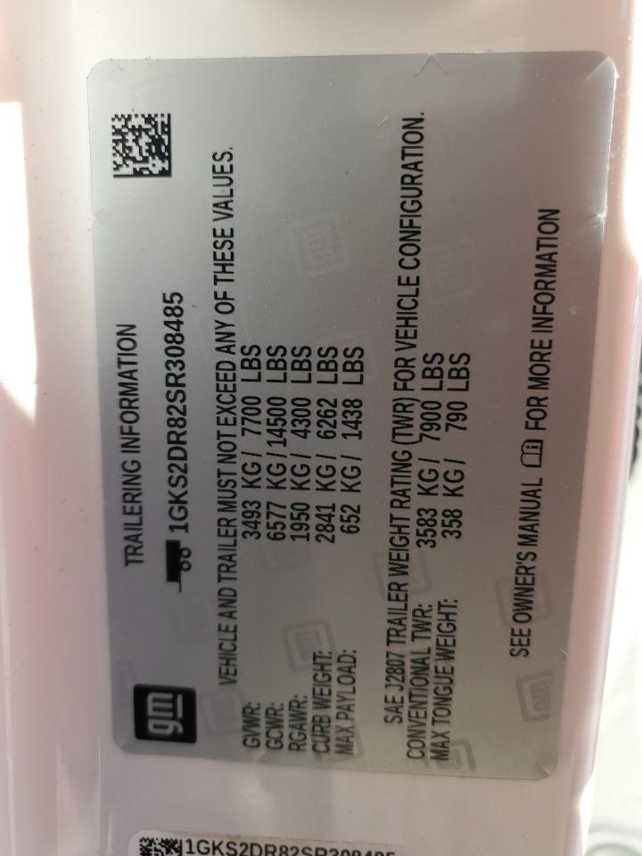 2025 GMC Yukon Denali VIN: 1GKS2DR82SR308485 Lot: 84253885