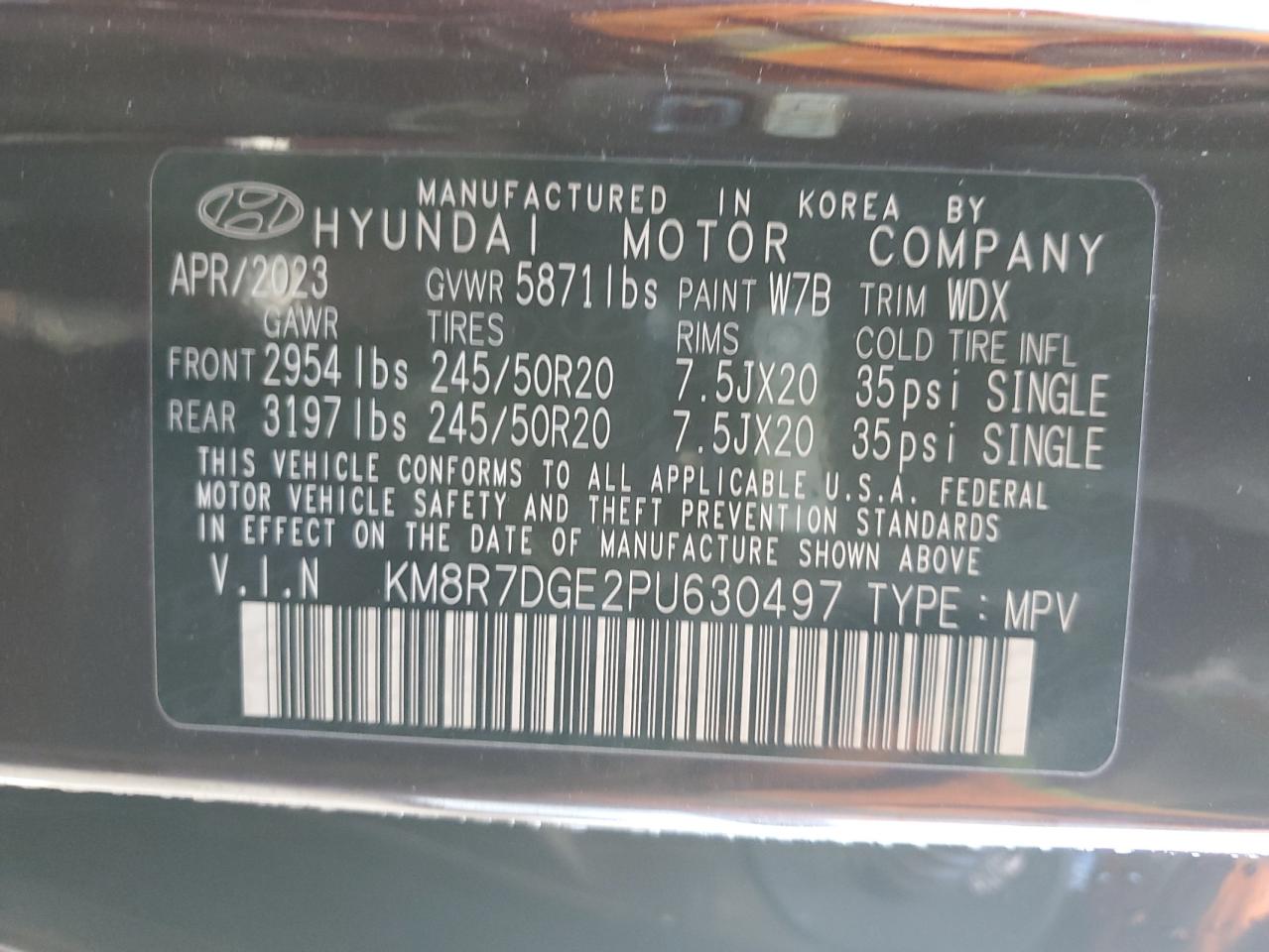 2023 Hyundai Palisade Calligraphy VIN: KM8R7DGE2PU630497 Lot: 90726335