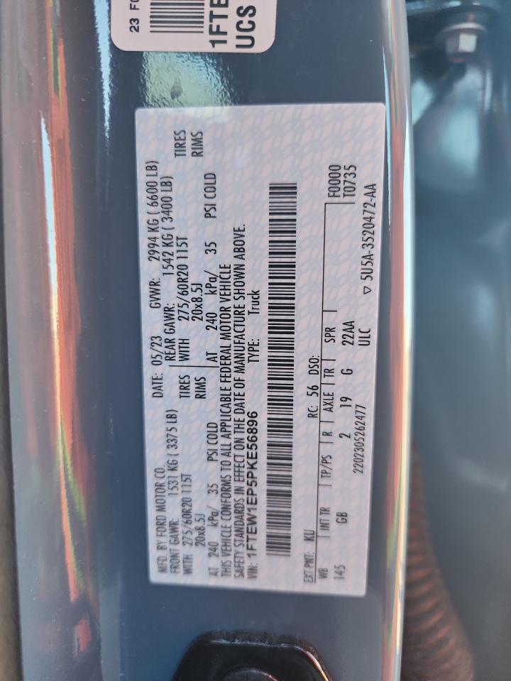 2023 Ford F150 Supercrew VIN: 1FTEW1EP5PKE56896 Lot: 86555695