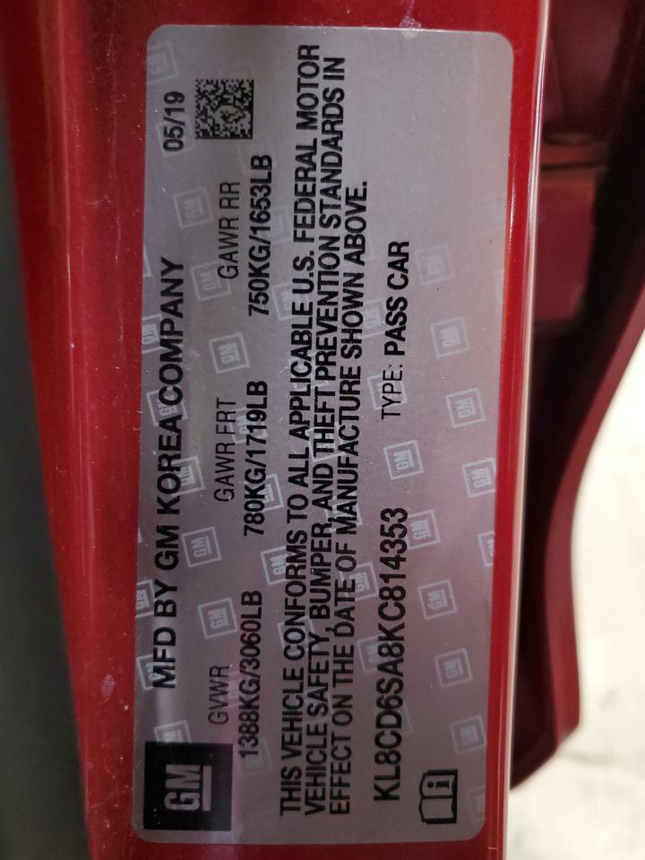 2019 Chevrolet Spark 1Lt VIN: KL8CD6SA8KC814353 Lot: 89865635