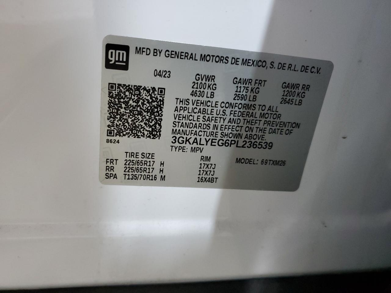 2023 GMC Terrain At4 VIN: 3GKALYEG6PL236539 Lot: 90144385