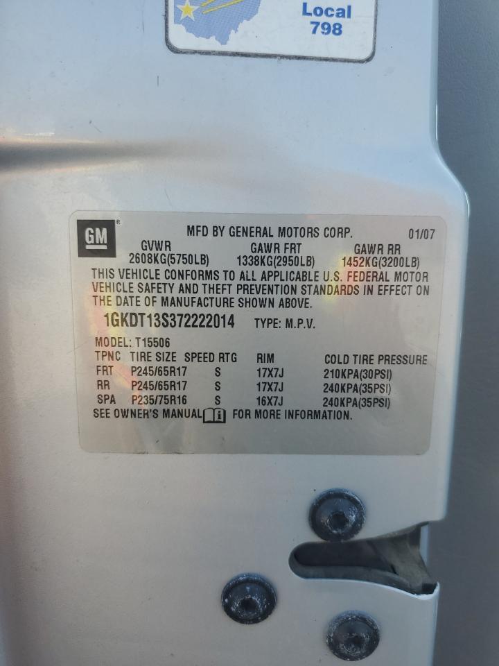 2007 GMC Envoy VIN: 1GKDT13S372222014 Lot: 86688055