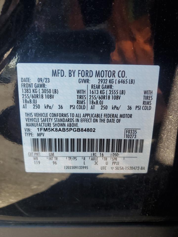 2023 Ford Explorer Police Interceptor VIN: 1FM5K8AB5PGB84802 Lot: 86236695