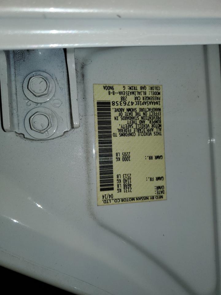 2014 Nissan Maxima S VIN: 1N4AA5AP1EC476358 Lot: 85708595