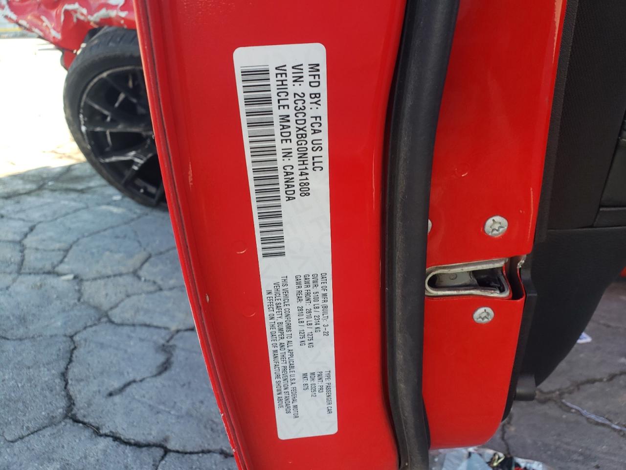 2022 Dodge Charger Sxt VIN: 2C3CDXBG0NH141808 Lot: 86475325