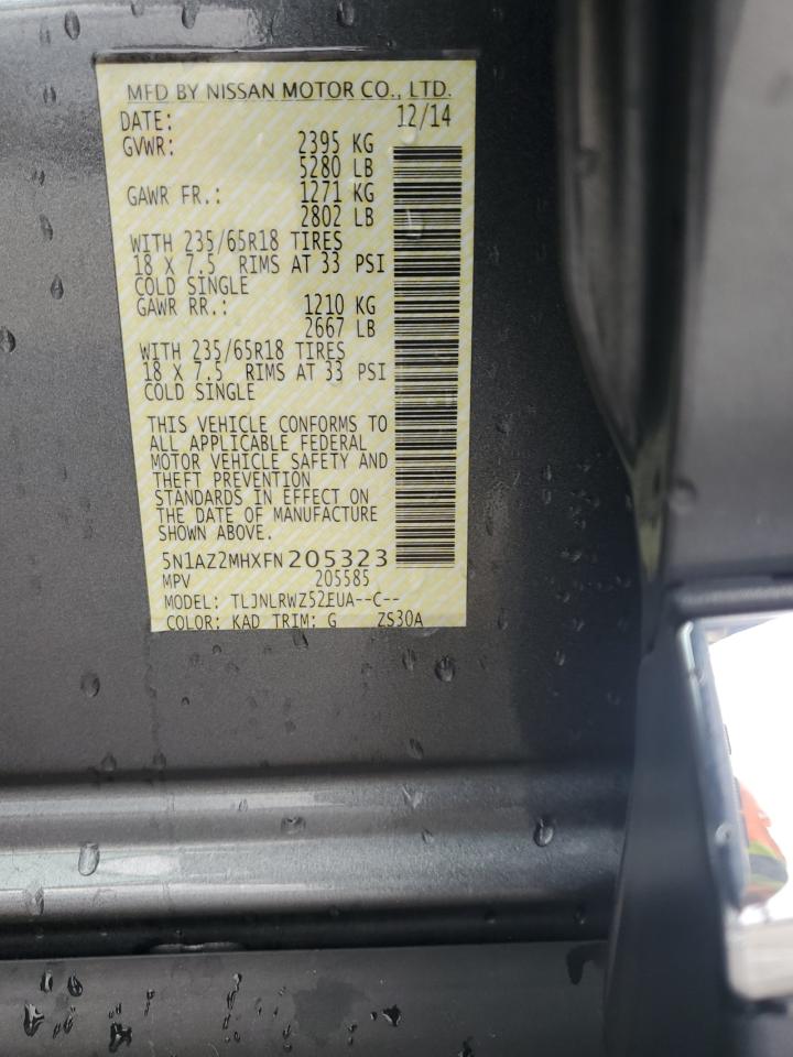 2015 Nissan Murano S VIN: 5N1AZ2MHXFN205323 Lot: 85342485