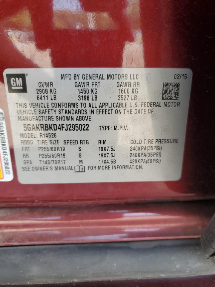 2015 Buick Enclave VIN: 5GAKRBKD4FJ295022 Lot: 86677065