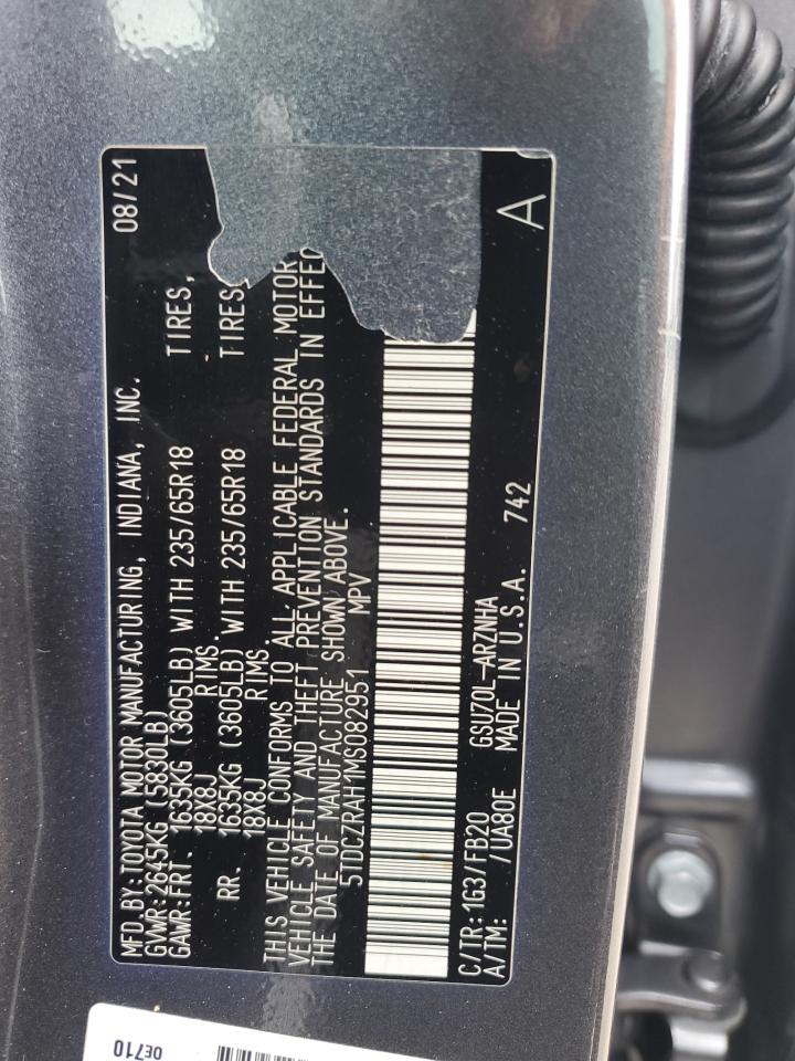 2021 Toyota Highlander L VIN: 5TDCZRAH1MS082951 Lot: 82226005
