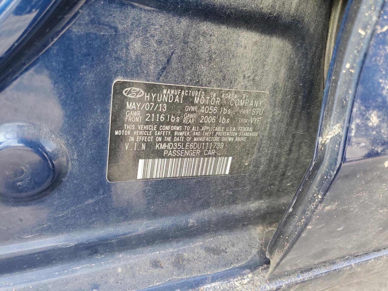 2013 Hyundai Elantra Gt VIN: KMHD35LE6DU111739 Lot: 81920195