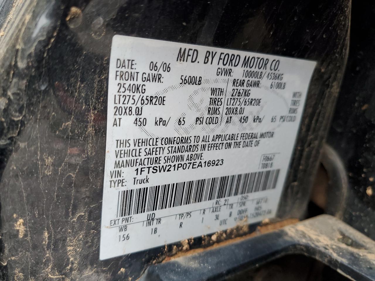 2007 Ford F250 Super Duty VIN: 1FTSW21P07EA16923 Lot: 90284535