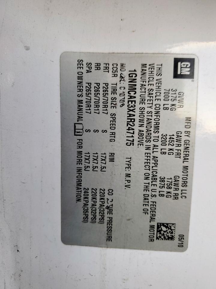 2010 Chevrolet Tahoe C1500 Ls VIN: 1GNMCAE3XAR247175 Lot: 90281475