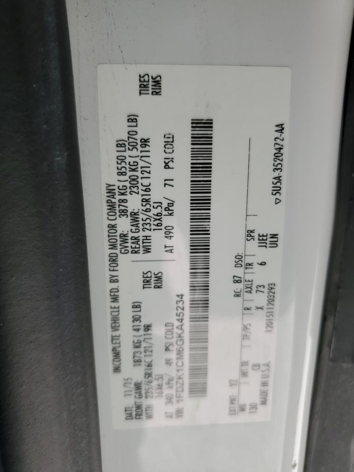 2016 Ford Transit T-150 VIN: 1FDZK1CM6GKA45234 Lot: 89728105