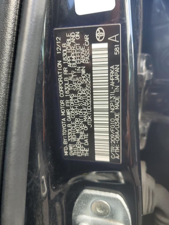 2013 Toyota Yaris VIN: JTDKTUD32DD555252 Lot: 86173295