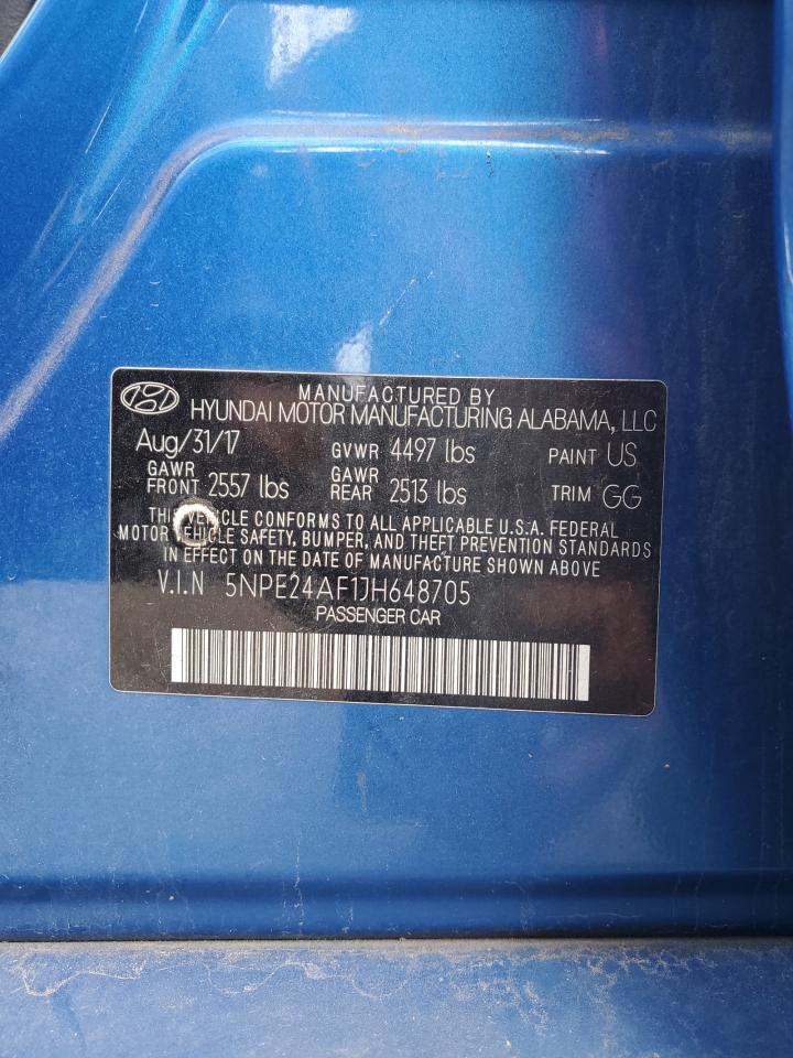 2018 Hyundai Sonata Se VIN: 5NPE24AF1JH648705 Lot: 85908315