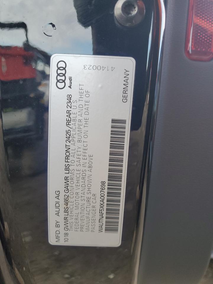 2019 Audi A5 Premium Plus VIN: WAUTNAF5XKA007698 Lot: 86304385