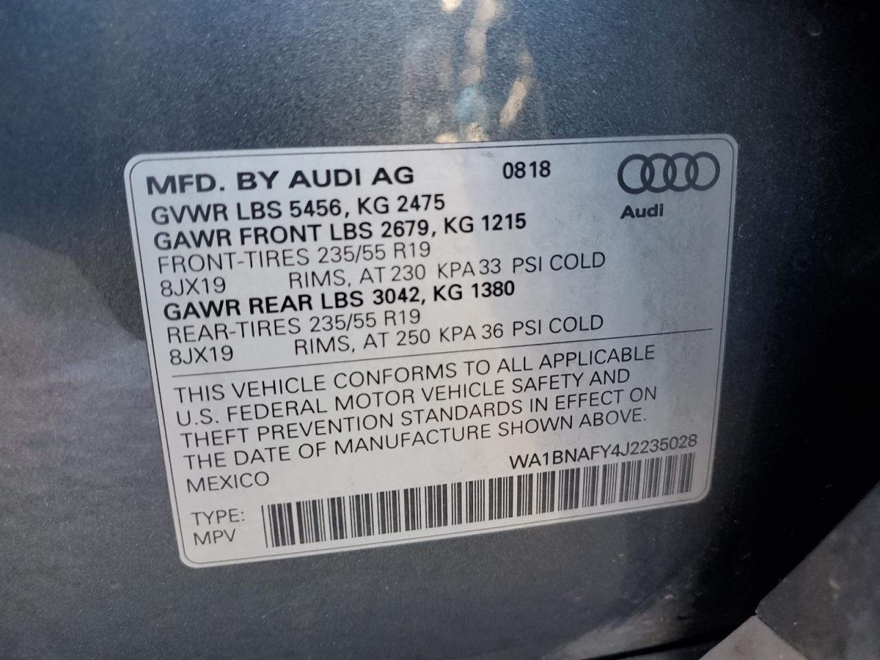 2018 Audi Q5 Premium Plus VIN: WA1BNAFY4J2235028 Lot: 90522445