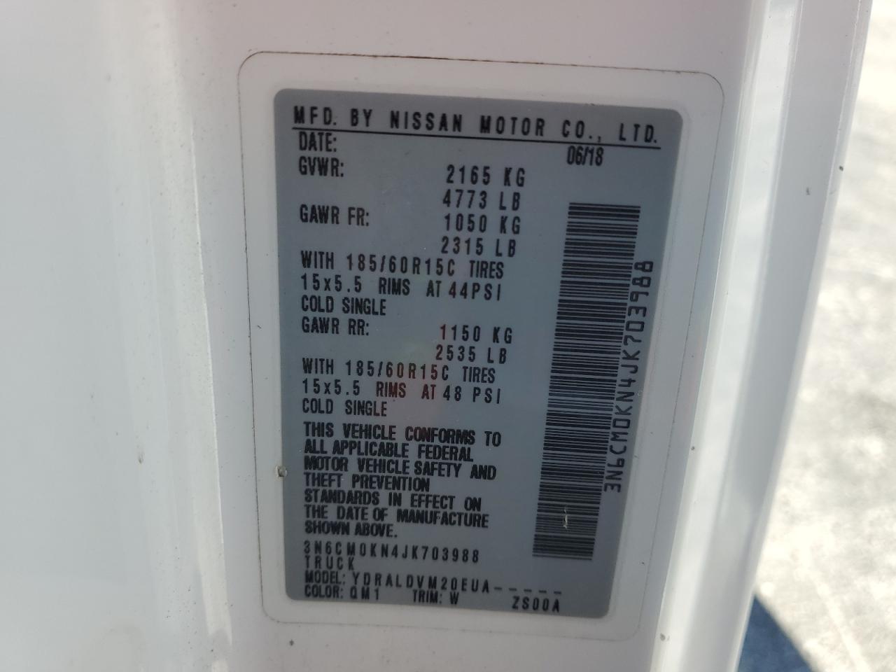 2018 Nissan Nv200 2.5S VIN: 3N6CM0KN4JK703988 Lot: 87403475