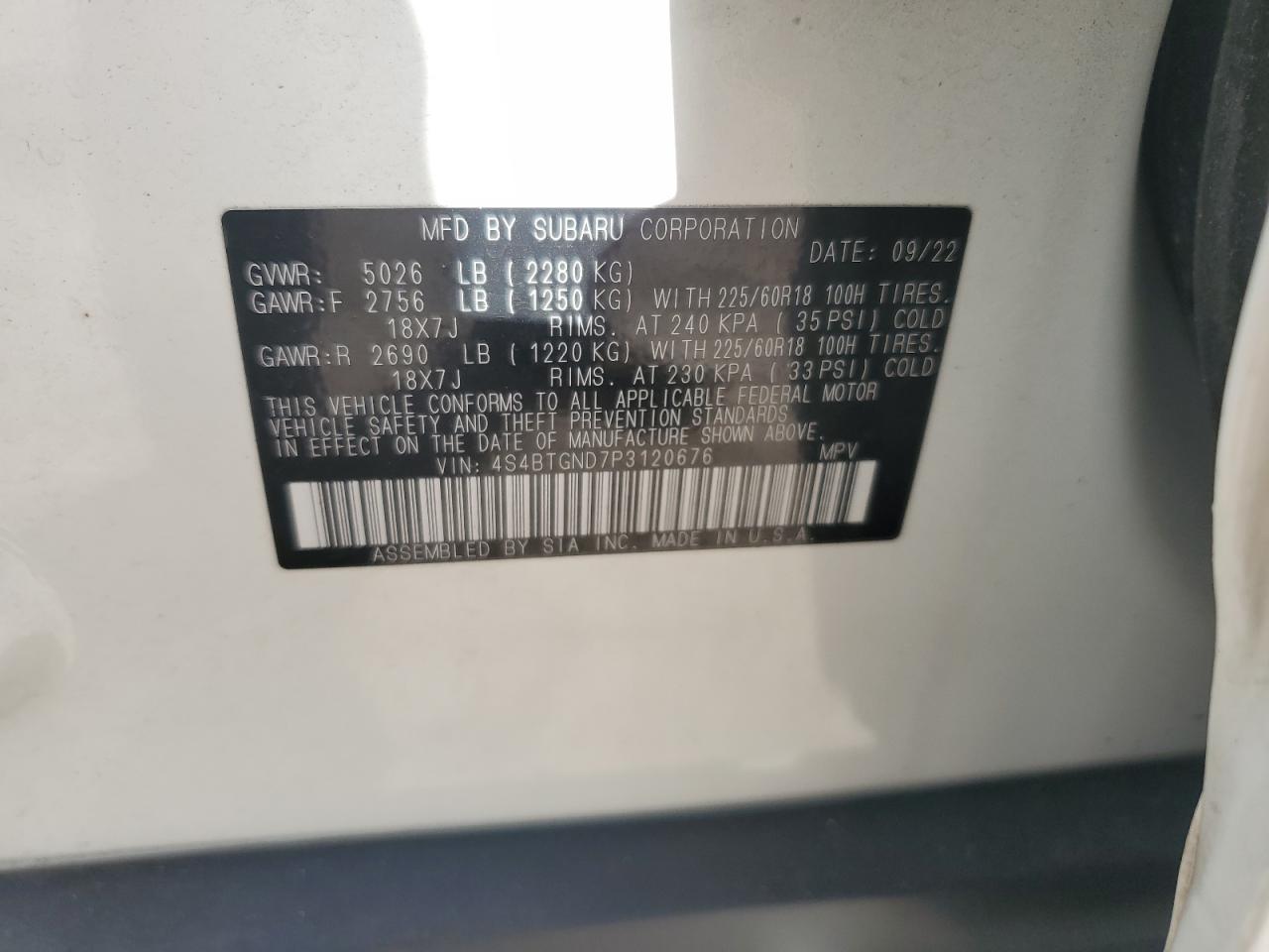 2023 Subaru Outback Limited Xt VIN: 4S4BTGND7P3120676 Lot: 82284625