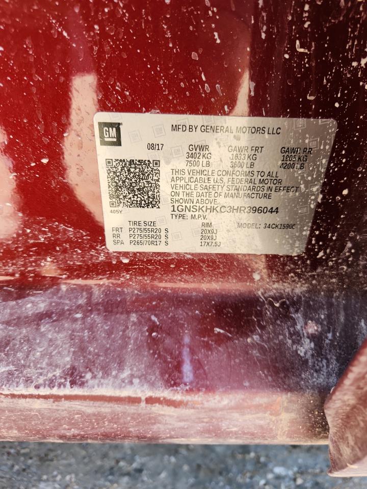 2017 Chevrolet Suburban K1500 Lt VIN: 1GNSKHKC3HR396044 Lot: 84792625