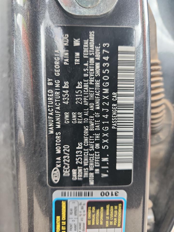 2021 Kia K5 Lxs VIN: 5XXG14J2XMG053473 Lot: 89920315