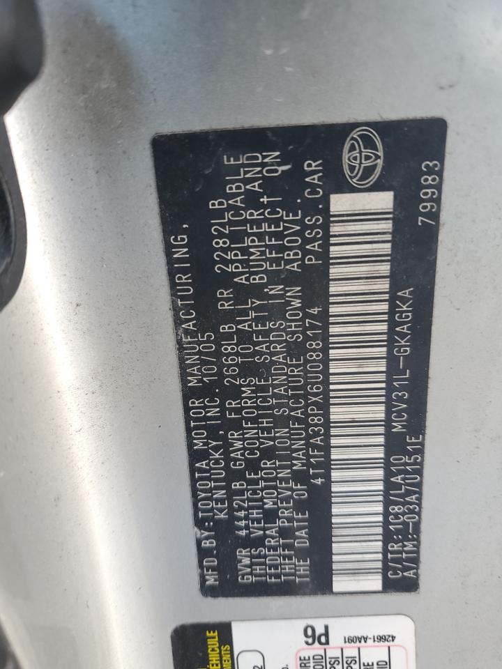 2006 Toyota Camry Solara Se VIN: 4T1FA38PX6U088174 Lot: 89820245