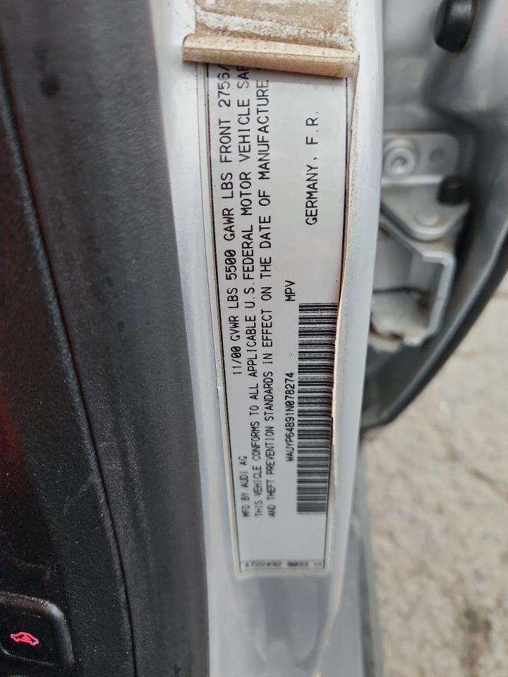 2001 Audi Allroad VIN: WAUYP64B91N078274 Lot: 82402705